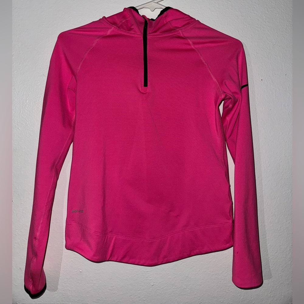 Nike Pro DRI-FIT pink neck zip up running jacket / top size large